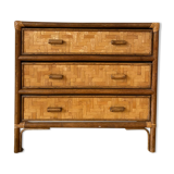 Rattan and vintage bamboo chest of drawers