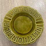 Green ashtray khaki olive National Lottery, Gien france, empty vintage pocket, France