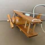 Vintage pine airplane pendant light