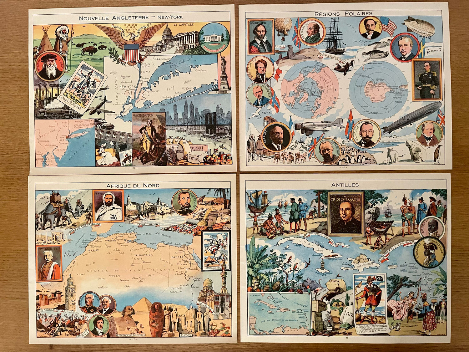 Lot de 4 cartes illustrées par Pinchon - 1948
