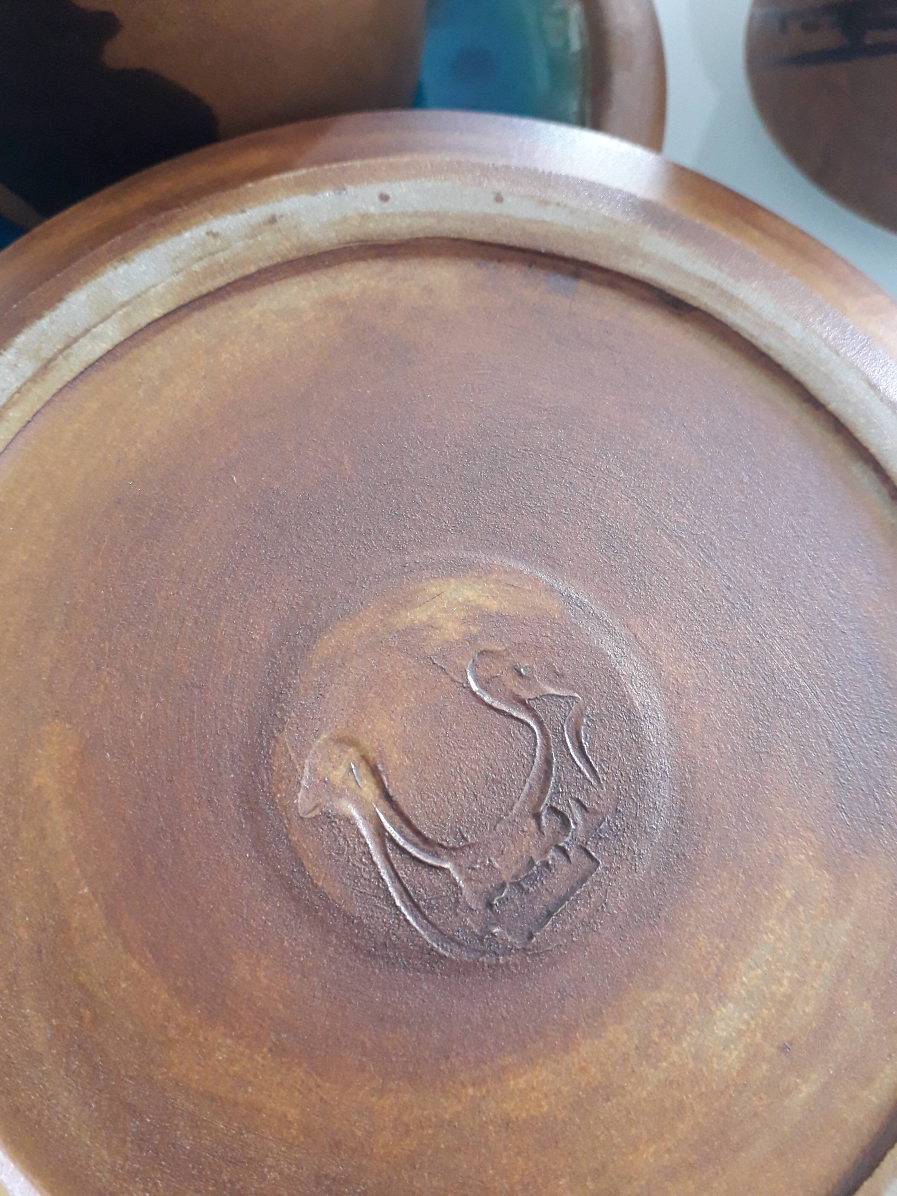 Coffee service stoneware glazed vintage ceramic art