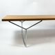 Banc Harry Bertoia pour Knoll en métal chromé et lattes en bois massif, années 60