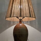 XXL lamp in glazed stoneware and jute rope circa 1960
