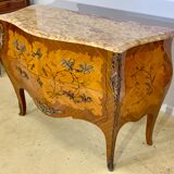 Curved chest of drawers Louis XV style in marquetry