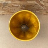Antique vase pitcher vallauris fat lava ceramic yellow white foam #b479