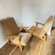 Pair of Manucere armchairs with vintage compass legs