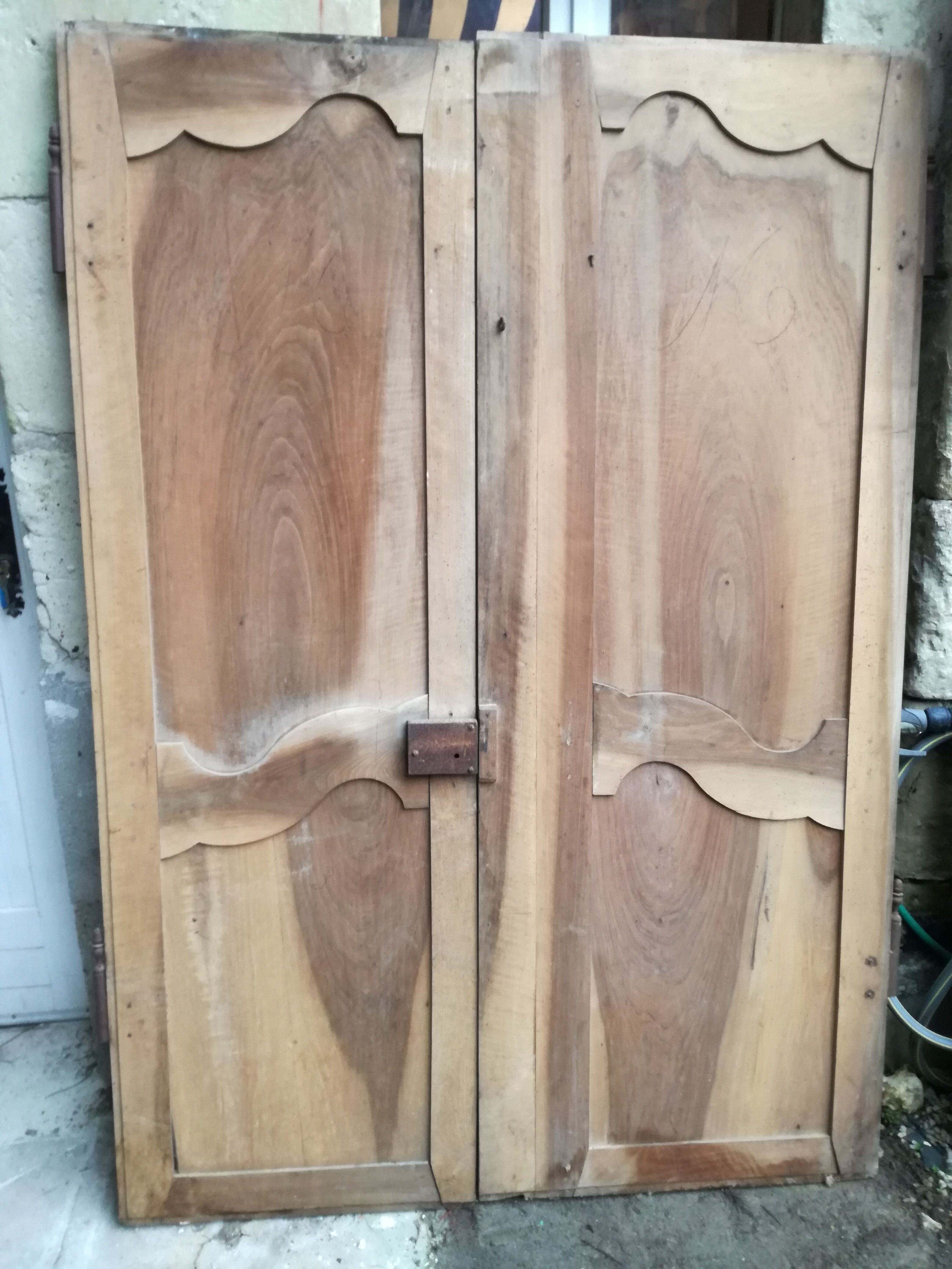 Double antique walnut closet doors