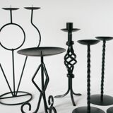 Pair of wrought iron candlesticks, Brutalist, 1970