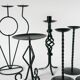 Pair of wrought iron candlesticks, Brutalist, 1970