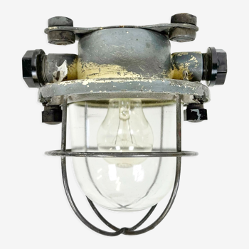 Vintage Soviet Ship Ceiling or Wall Cage Light, 1960s