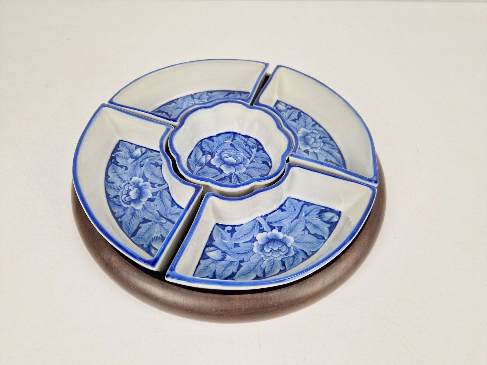 Vintage Chinese Blue Flower Porcelain Snack Bowl with Appetizer Bowls