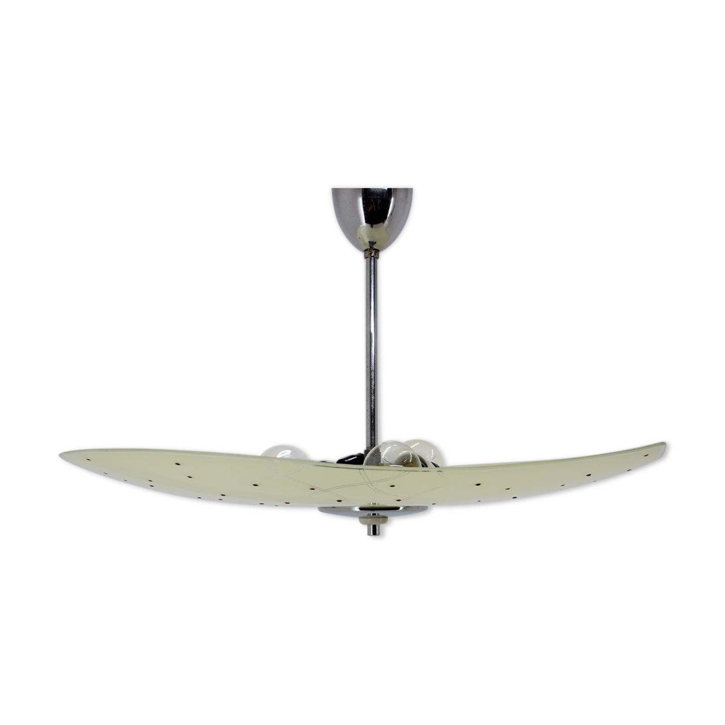 1960s Pendant Light Glass/Chrome, Czechoslovakia