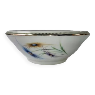 Saladier Limoge porcelaine Vierzon dorure vintage décor de fleurs jatte N°2