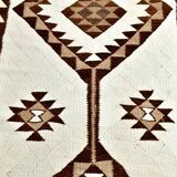 3x12 Geometric Beige & Brown Kilim Runner Rug, 102x357Cm