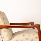 Pair of Scandinavian armchairs in teak and new fabric, 1960.