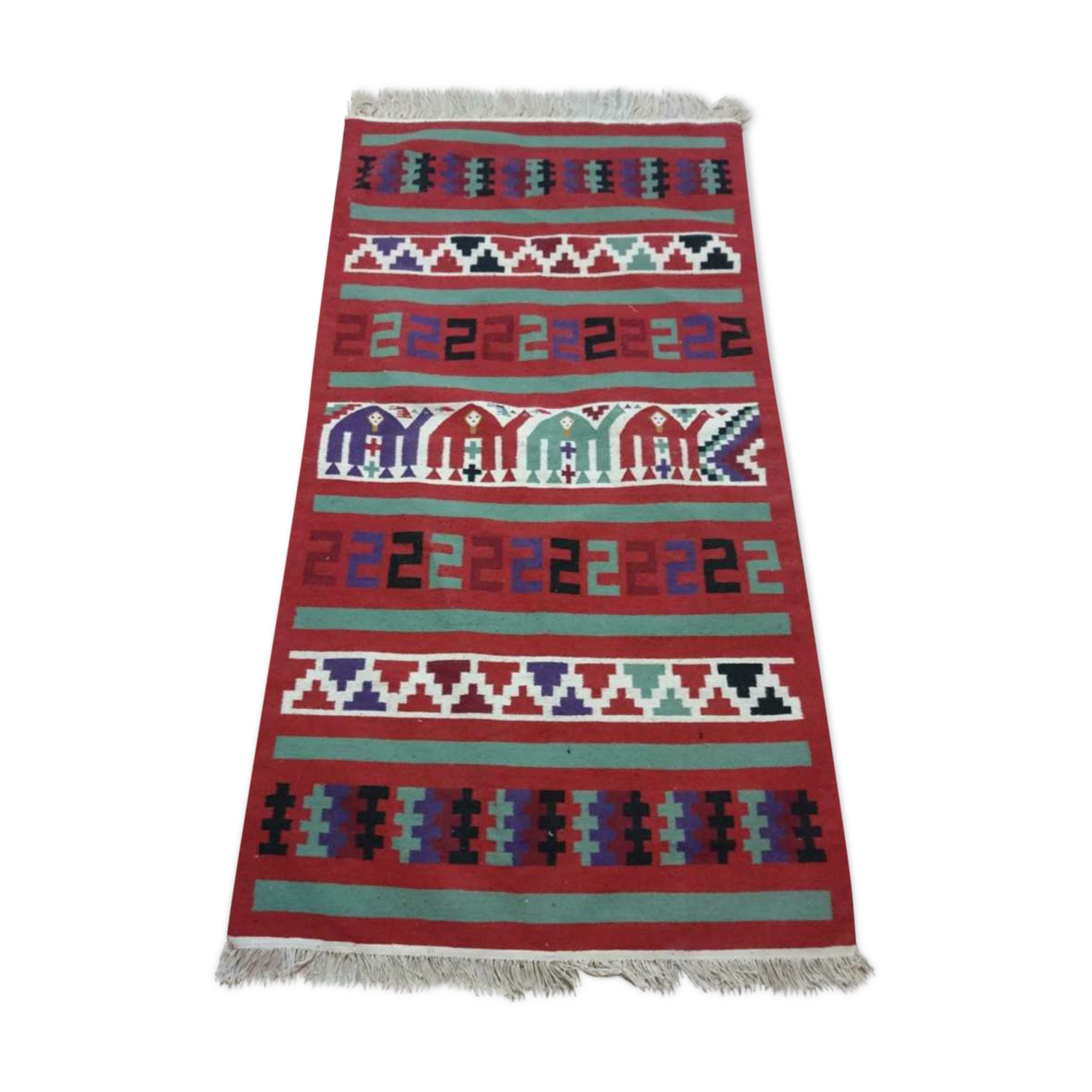Berber carpet multicoloured wool 188 x 104 cm