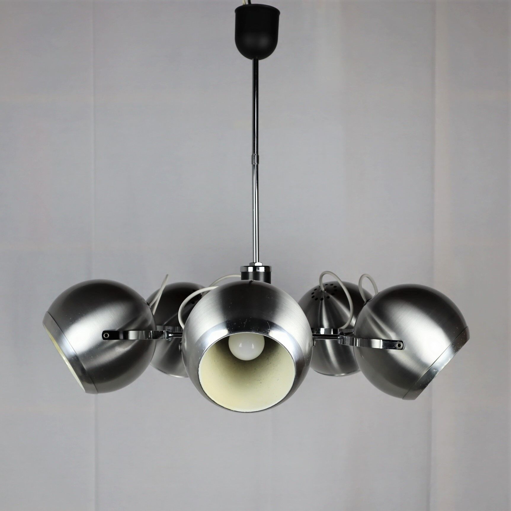 2 Vintage metal ball ceiling lamps 1960