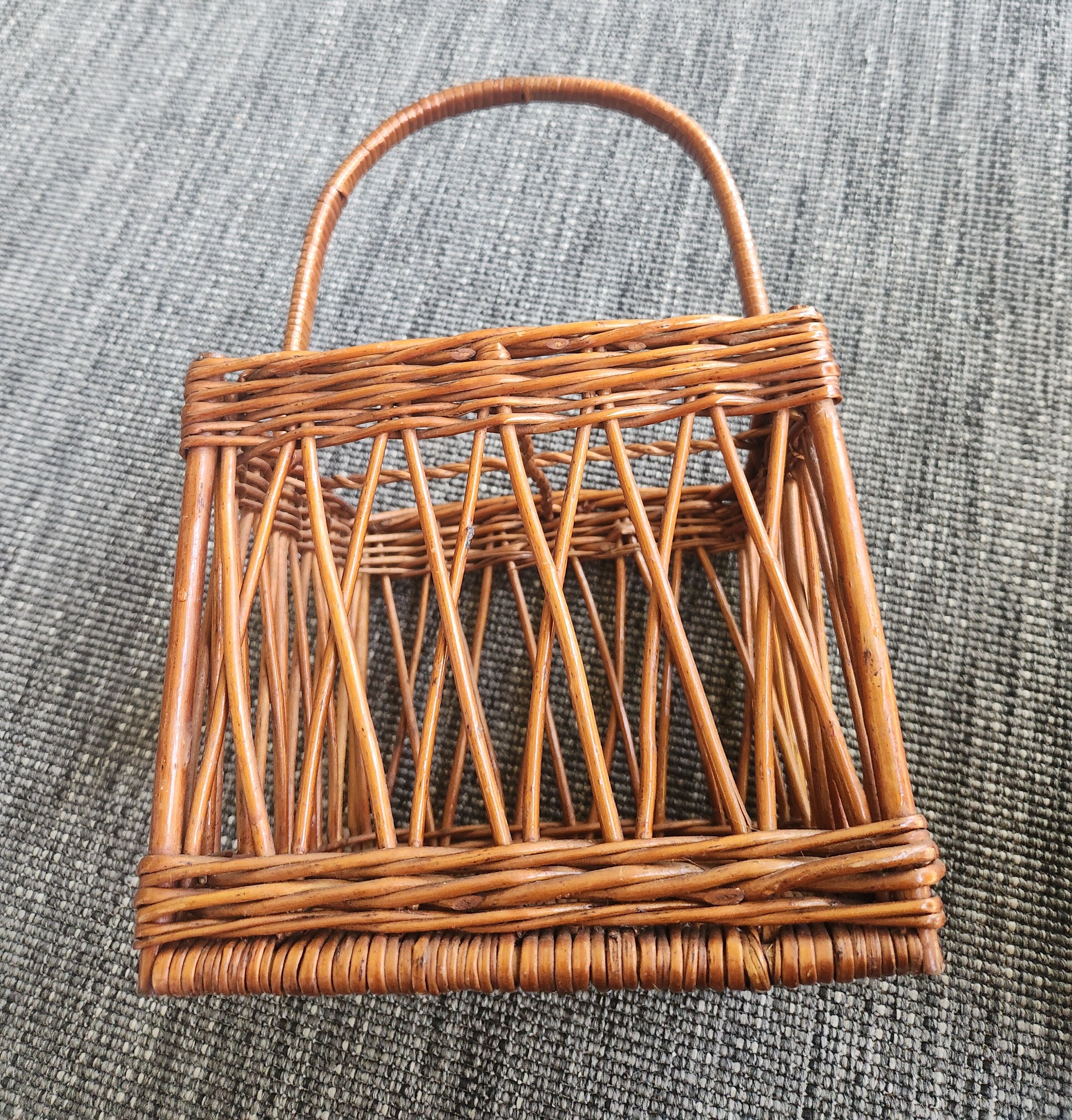 Vintage wicker bottle holder