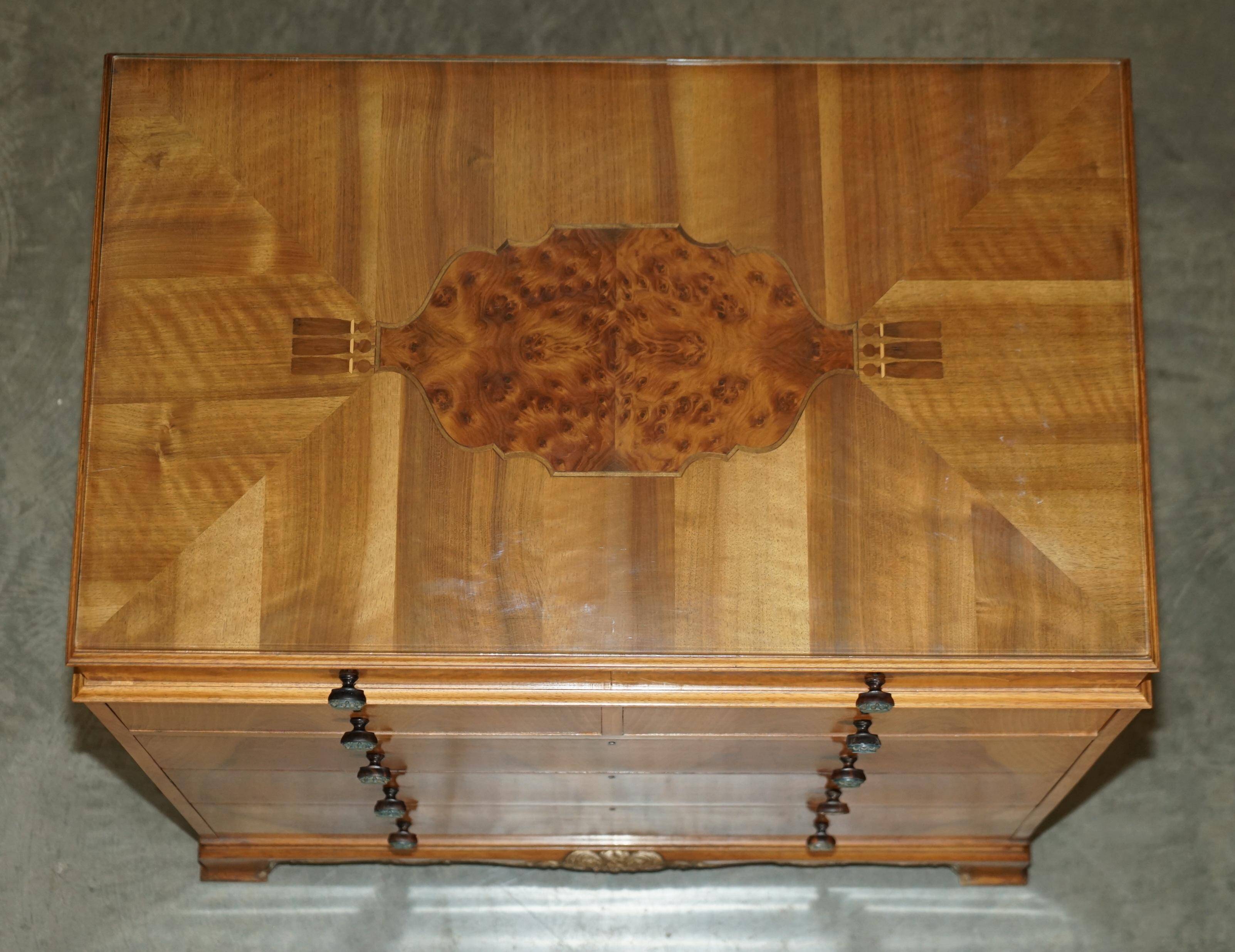 Burr Walnut Commode Waring & Gillow