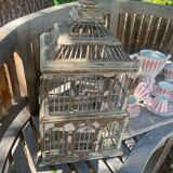 Large antique wooden birdcage