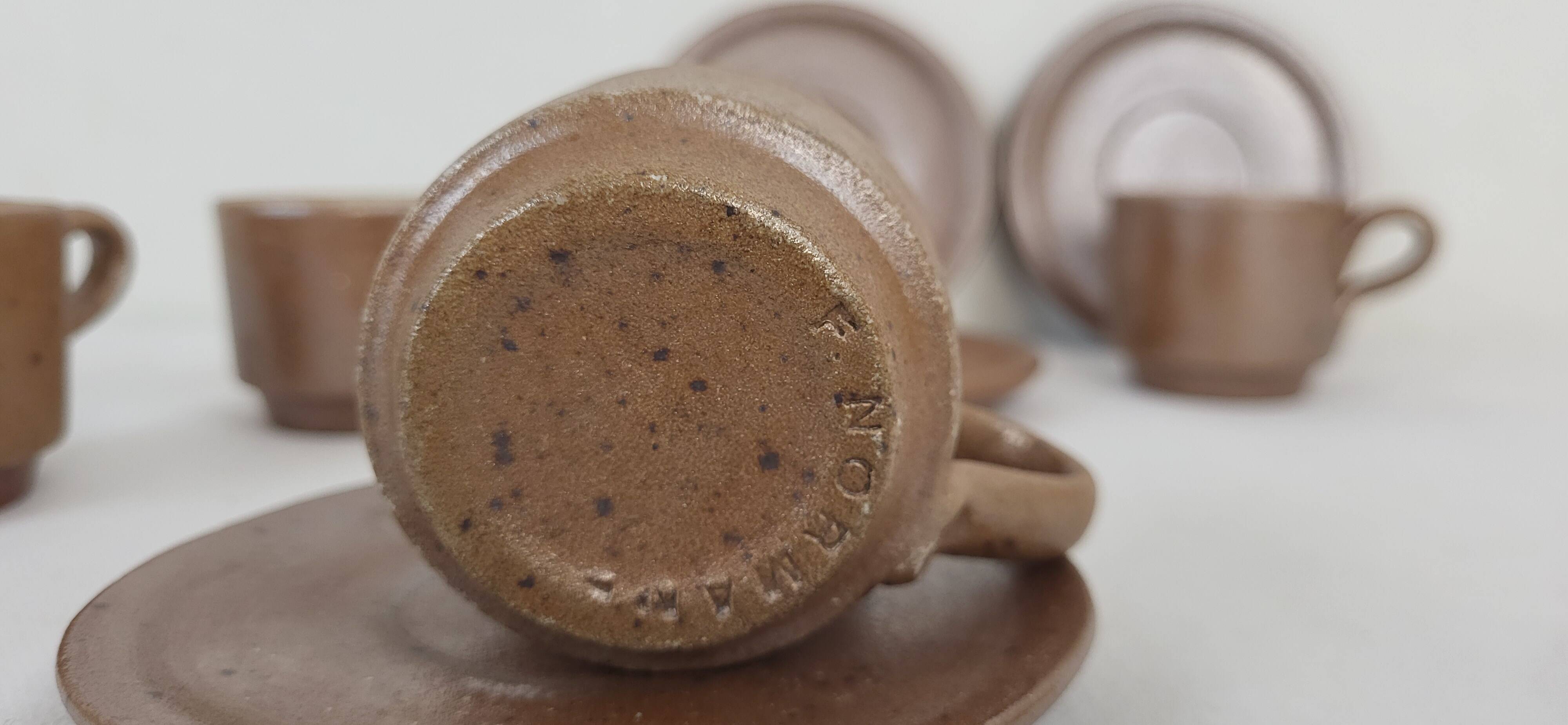 4 Norman coffee cups / Puisaye / Pyrite stoneware