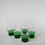 Set of 5 Long Drink Design glasses with green legs, 1970