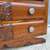 1930 Art Deco chest of drawers with recessed pink marble