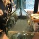 Dame Jeanne green/turquoise bubbled glass