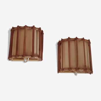 Pair of bamboo sconces