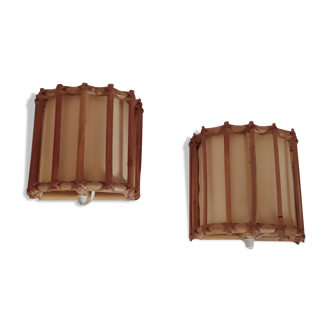 Pair of bamboo sconces