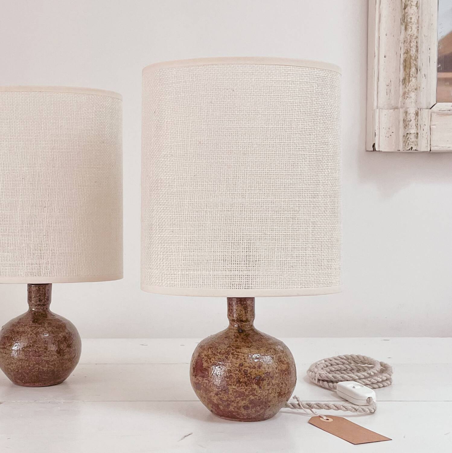 Duo sandstone bedside lamps