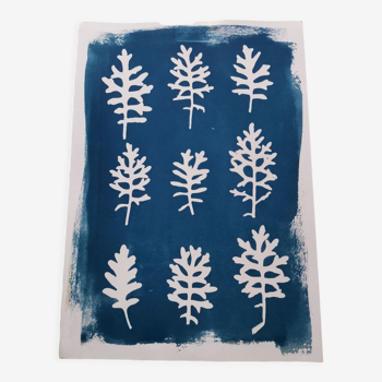 Cyanotype feuilles bleues vintage