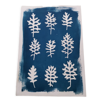 Cyanotype feuilles bleues vintage