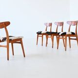 Hans Wegner model CH30 dining chairs in cowskin Carl Hansen Denmark 1952