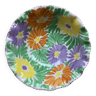 Fruit bowl decorated with coloured flowers