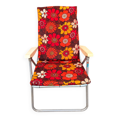 Fauteuil pliant Kettler vintage années 70 – imprimé floral pop & structure