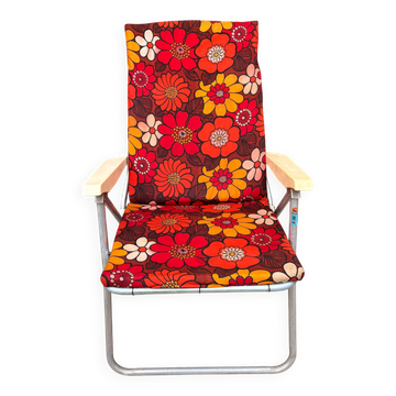 Vintage 1970s Kettler folding chair – pop floral print & structure