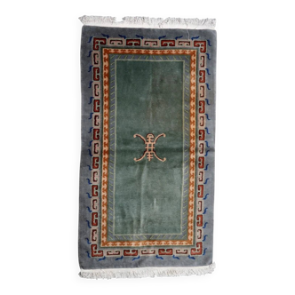 Vintage Tibetan Art Deco handmade rug 113 cm x 194 cm 1960s