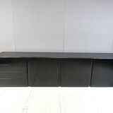 Large vintage black lacquered sideboard, 70s