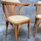 Pair of vintage curved wood restaurant armchairs