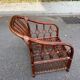 Fauteuil rotin et osier adulte bordeaux avec coussin 1970