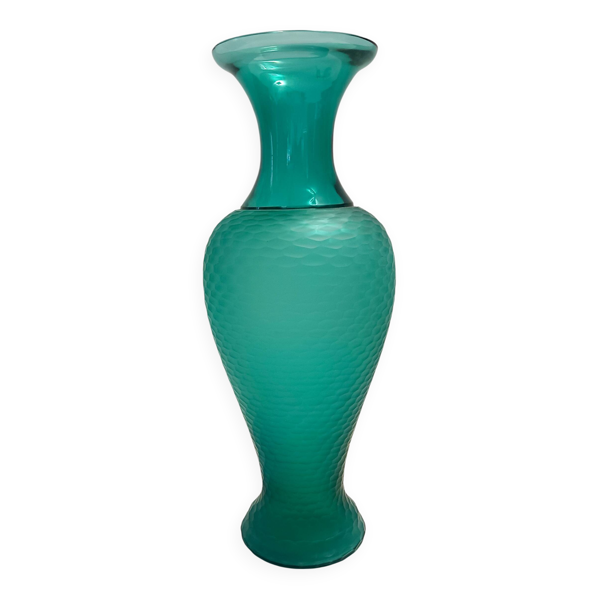 Teal Polished Hand-Blown Murano Glass Vase by Vetrarti, Italy