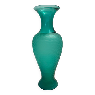 Vase en verre de Murano poli soufflé à la main bleu sarcelle par Vetrarti, Italie