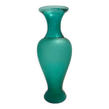Teal Polished Hand-Blown Murano Glass Vase by Vetrarti, Italy