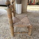 Chaise basse paillée style Charles Dudouyt