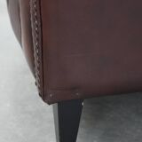 Set of three classic English-style Chesterfield cowhide  club armchairs