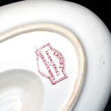 Sarreguemines earthenware gravy boat, Red Favorite with birds