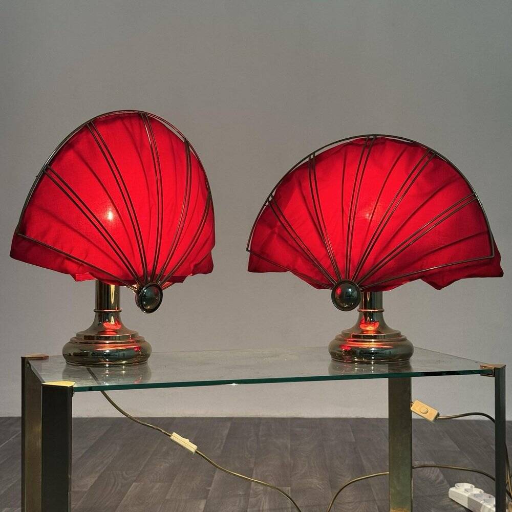 Lampes de table en laiton de style Hollywood Regency, années 1970, ensemble de 2