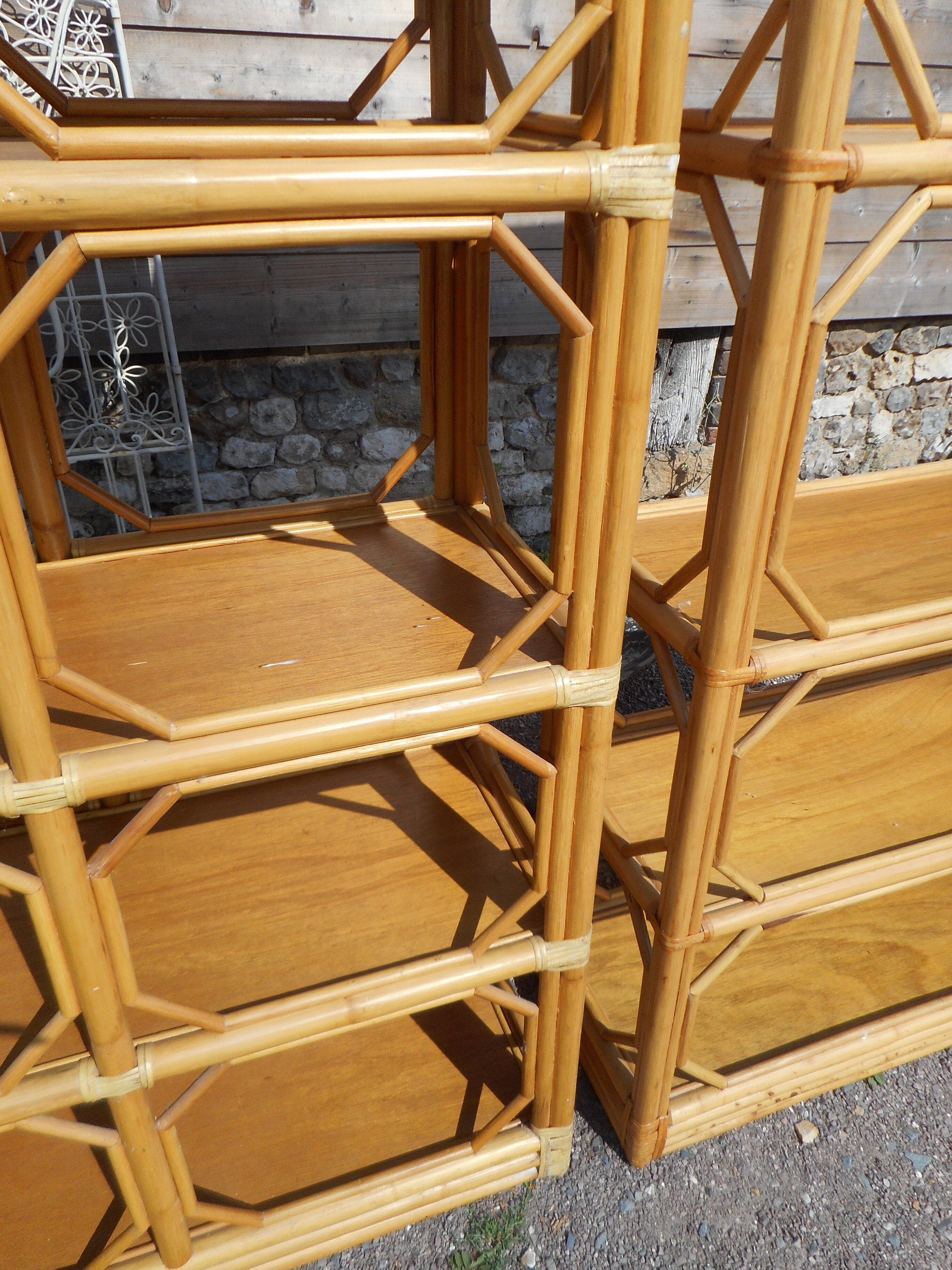 Set of 2 vintage rattan bookshelves