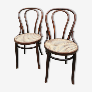 Paire de chaises bistrot cannage authentique